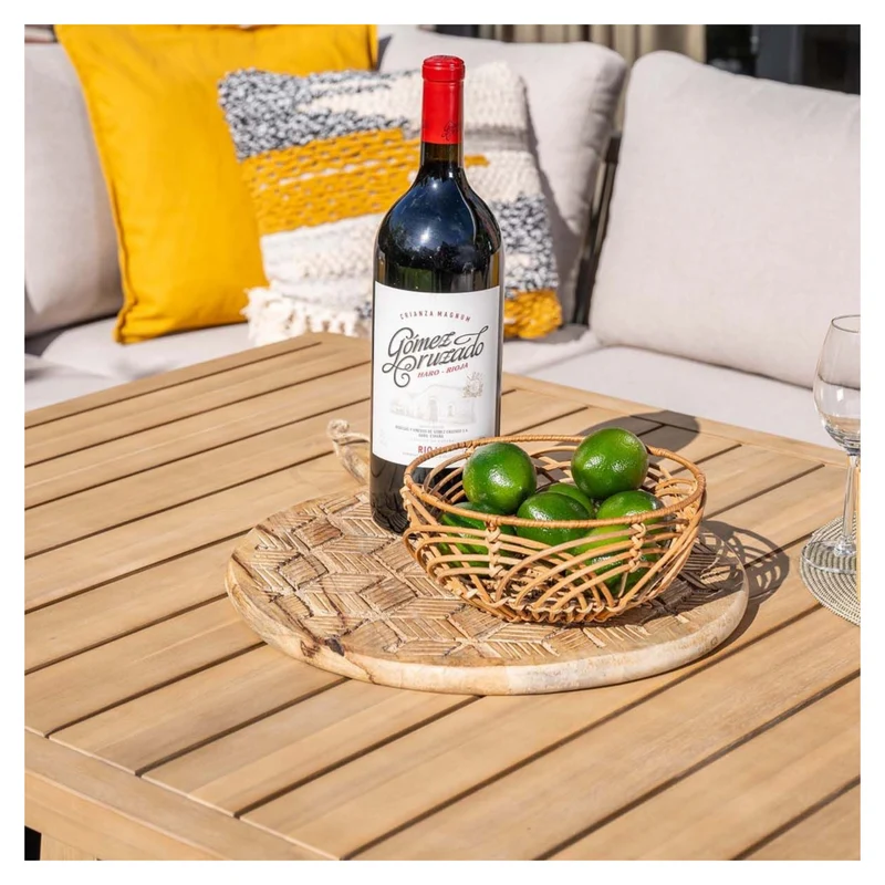 Garden Impressions Santos lounge diningset - 5-delig - LINKS acacia white wash - rope taupe - grey sand