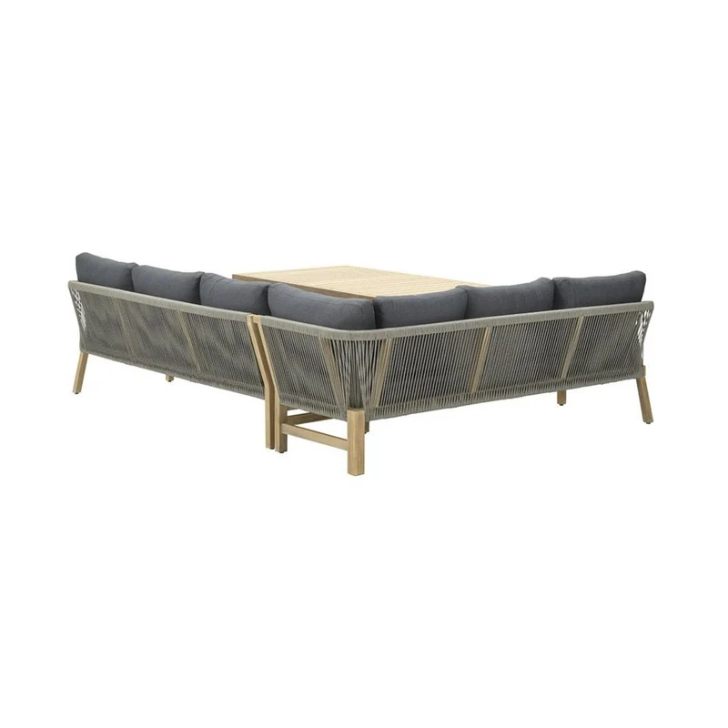 Garden Impressions Santos lounge diningset - 5-delig - links acacia white wash - rope dark grey - mystic grey