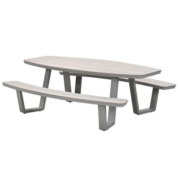 Garden Impressions Bell picknick set ovaal 220x193xH75 cm taupe light teak look Vironwood