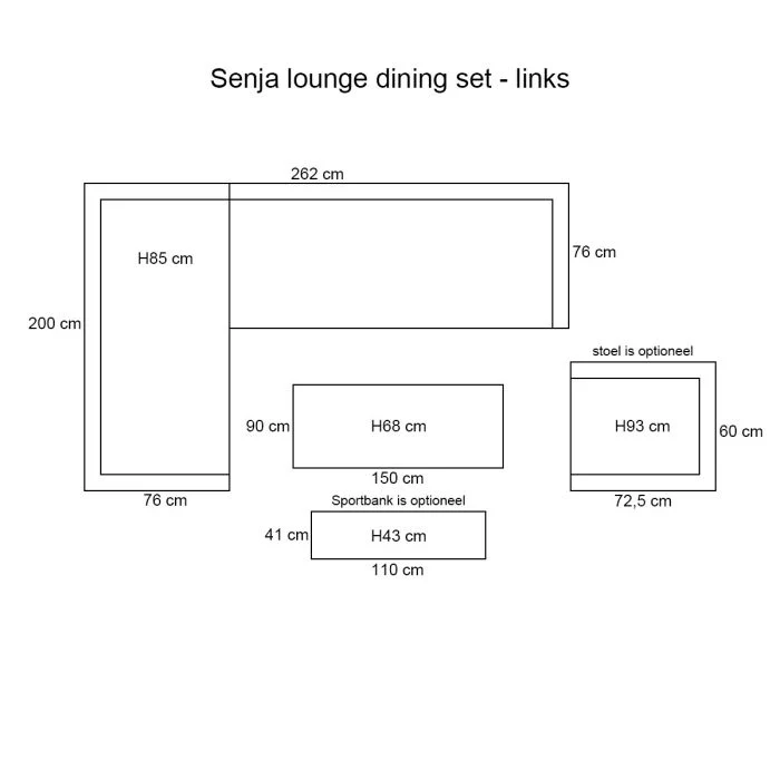 Garden Impressions Sergio lounge-diningset 3-delig links carbon black desert sand