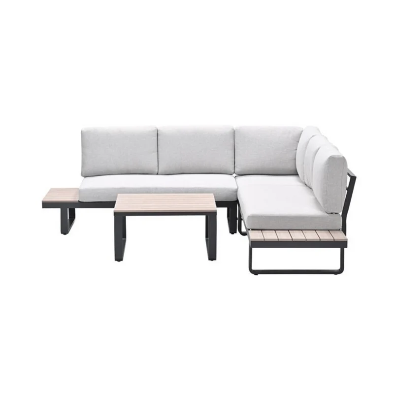 Garden Impressions Masone hoek loungeset - 4-delig - c. black valley sand - light teak VW