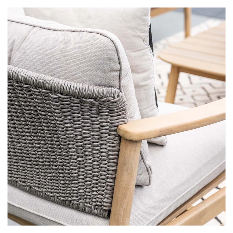 Garden Impressions Eclipse loungeset 4-delig acasia white wash-rope taupe/grey sand