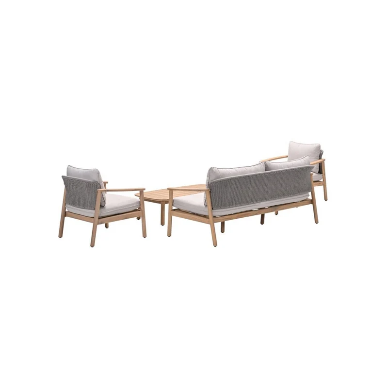 Garden Impressions Eclipse loungeset 4-delig acasia white wash-rope taupe/grey sand
