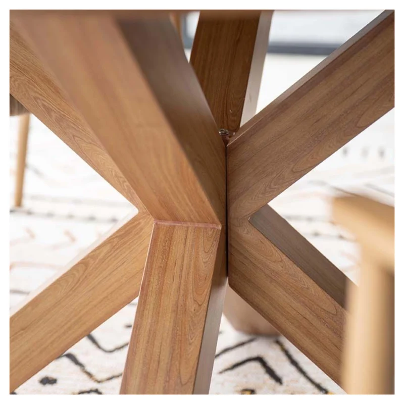 Ronde tuintafel lowland - Ø120 cm - light teaklook - Centostone Napoli sand