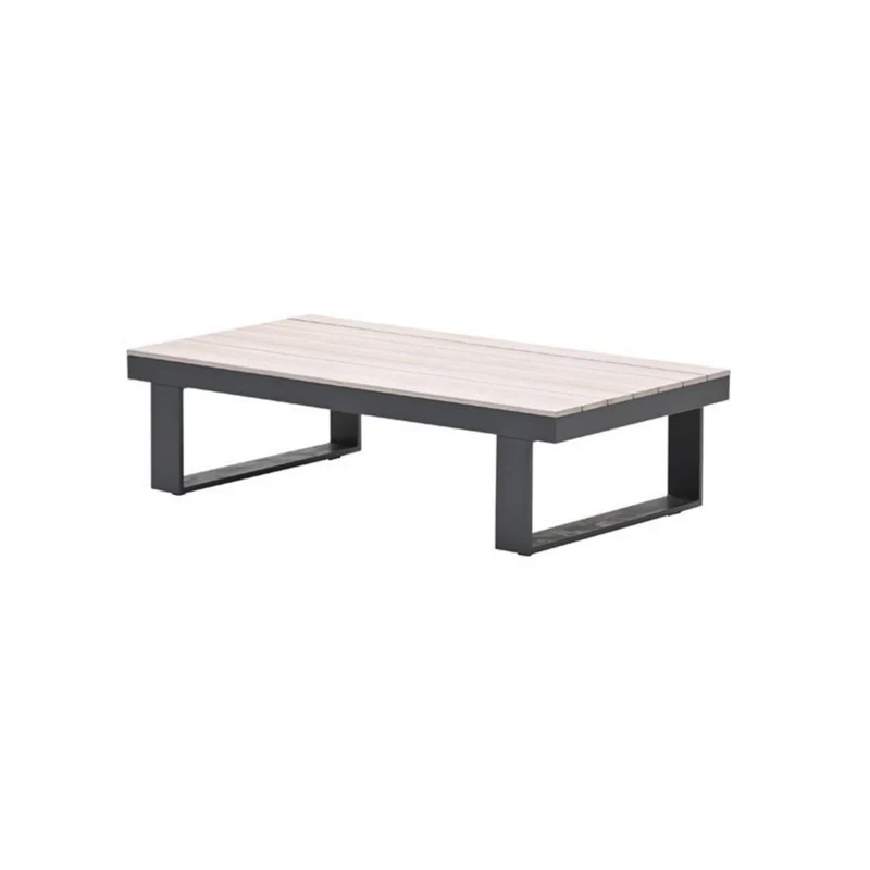 Bologna lounge tafel - 130x70 cm - carbon black - light teak Vironwood