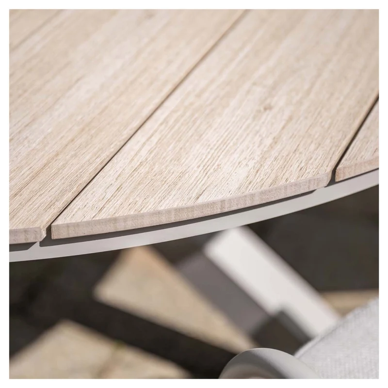 Edison tuintafel rond - 122 cm - taupe - light teak Vironwood