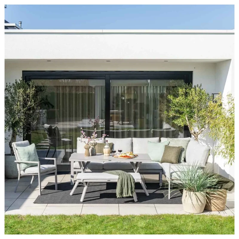 Sergio dining loungeset aluminium set 3-delig rechts - valley sand - Taupe