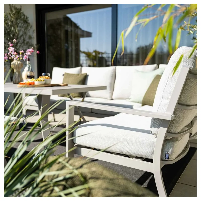 Sergio dining loungeset aluminium set 3-delig rechts - valley sand - Taupe
