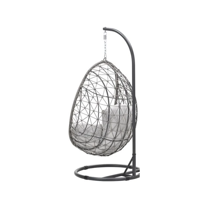 Panama hangstoel met standaard - eivorm - carbon black - rope taupe - valley sand