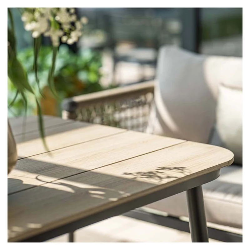 Lounge-diningtafel voor Bologna / Diamo / Teramon - 160x90 cm - carbon black - light teak Vironwood