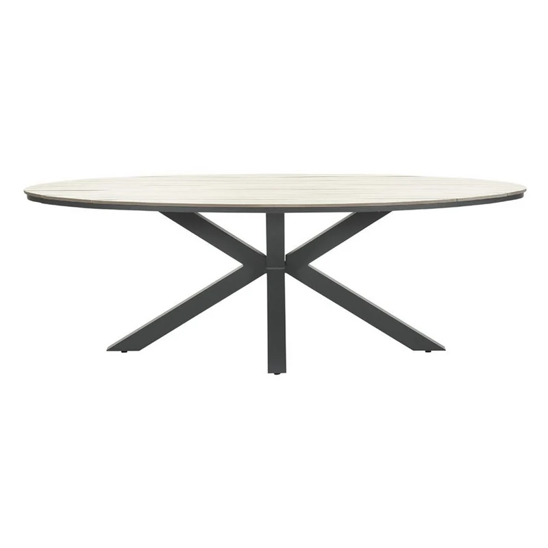 Edison tuintafel - ovaal - 280x140 cm - carbon black - light teak Vironwood
