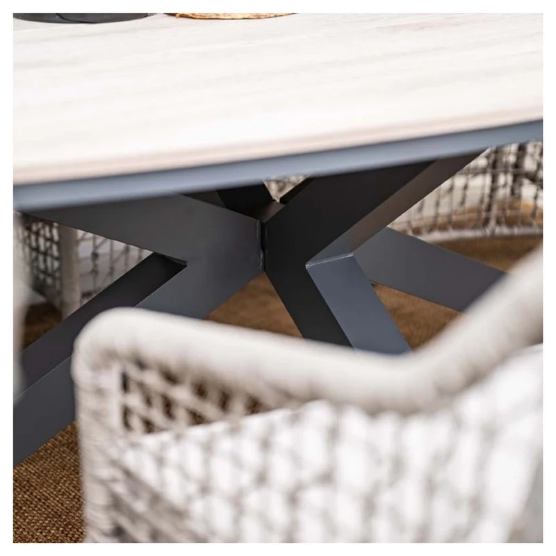 Edison tuintafel - ovaal - 280x140 cm - carbon black - light teak Vironwood