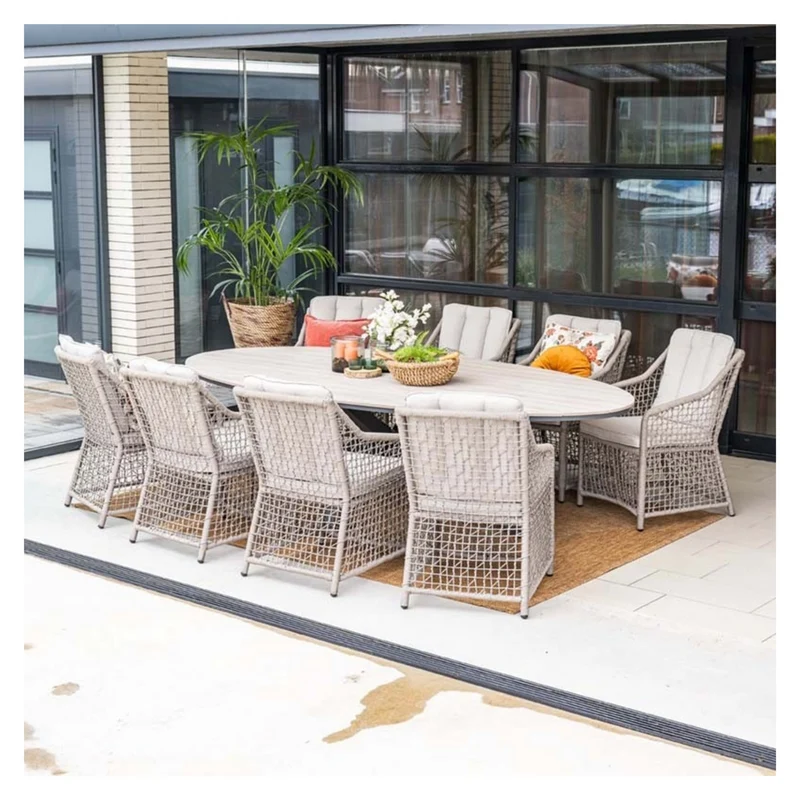 Edison tuintafel - ovaal - 280x140 cm - carbon black - light teak Vironwood