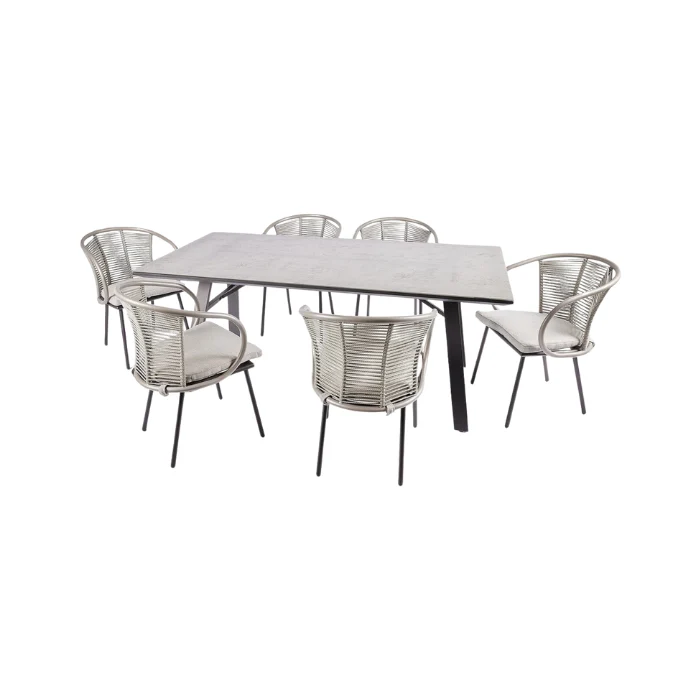 EDG Dining tuinset 6 personen aluminium rope