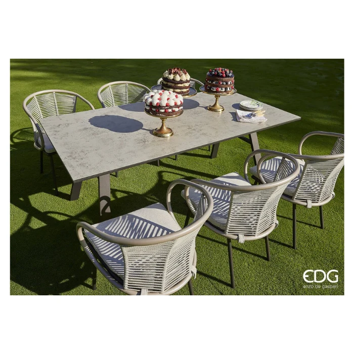 EDG Dining tuinset 6 personen aluminium rope