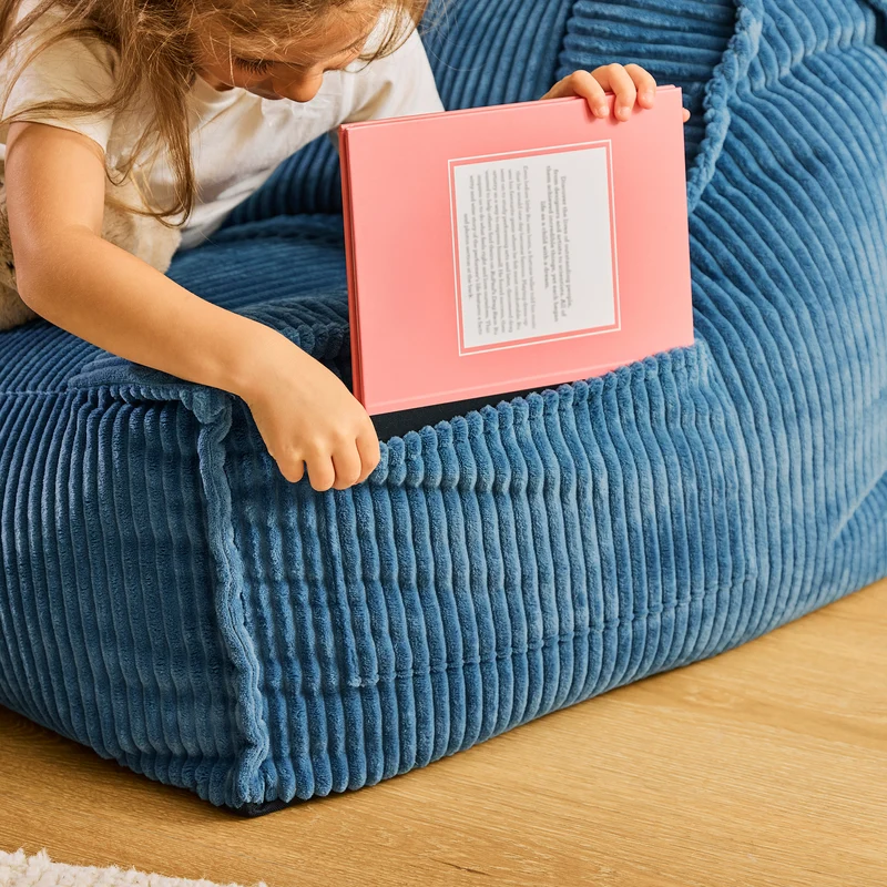 Kinder-Sitzsack Francesco Cord - Denim-Blau