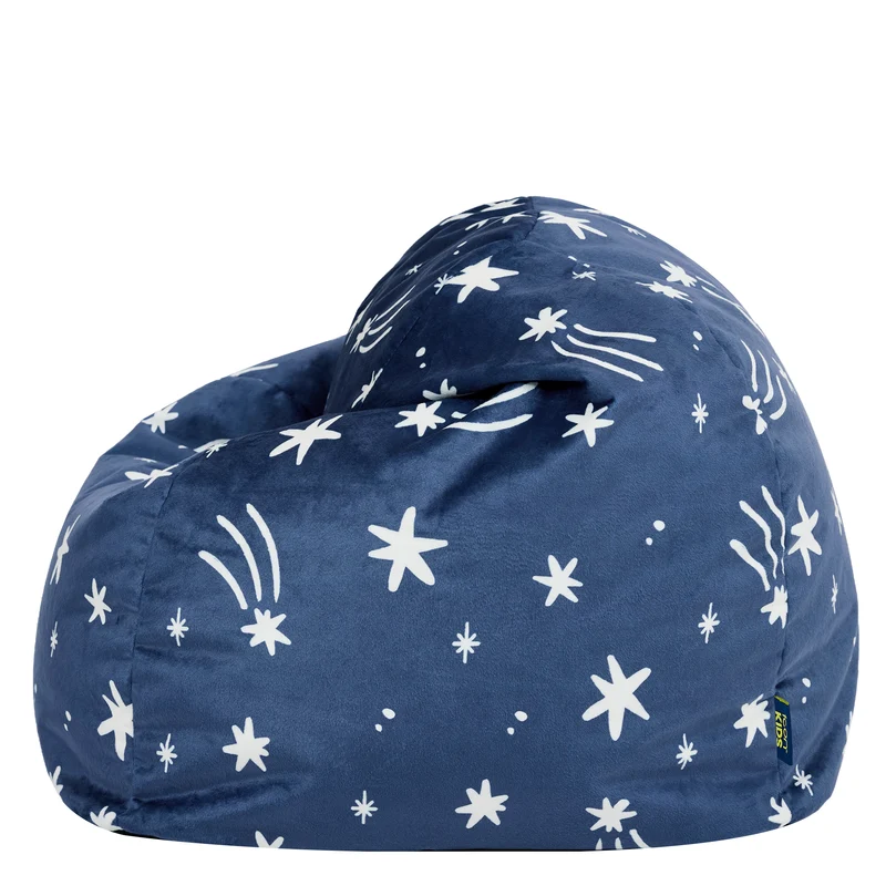 Kids Kingston Star Brushed Velvet Classic Bean Bag - Ink Blue