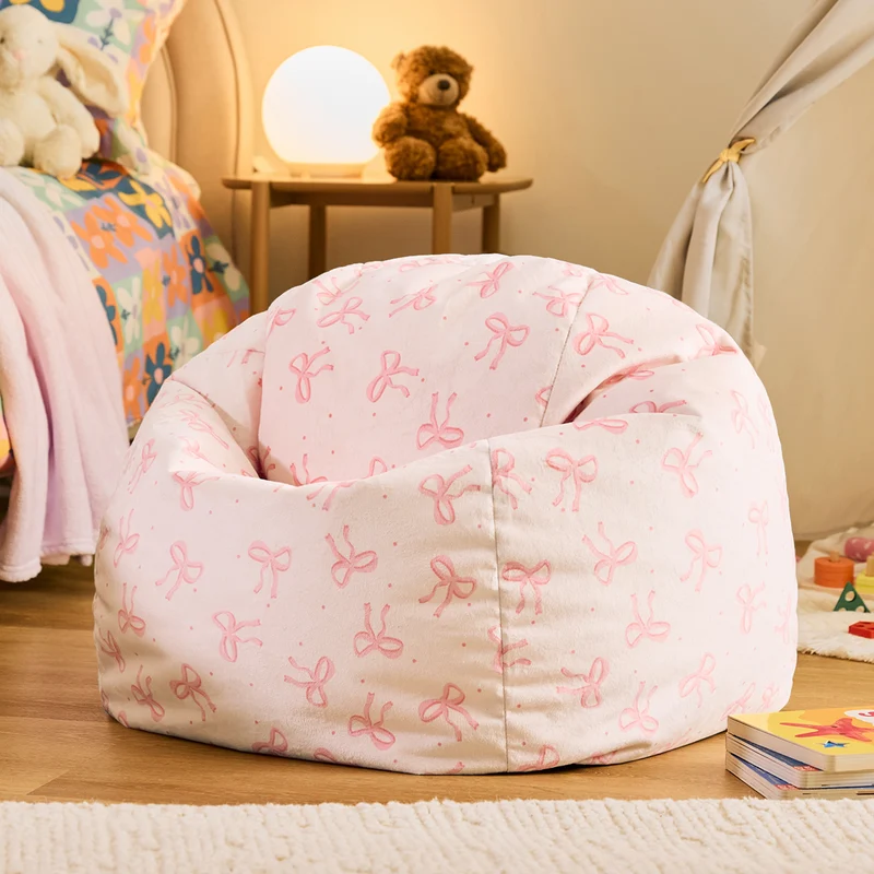 Kids Kingston Bow Brushed Velvet Classic Bean Bag