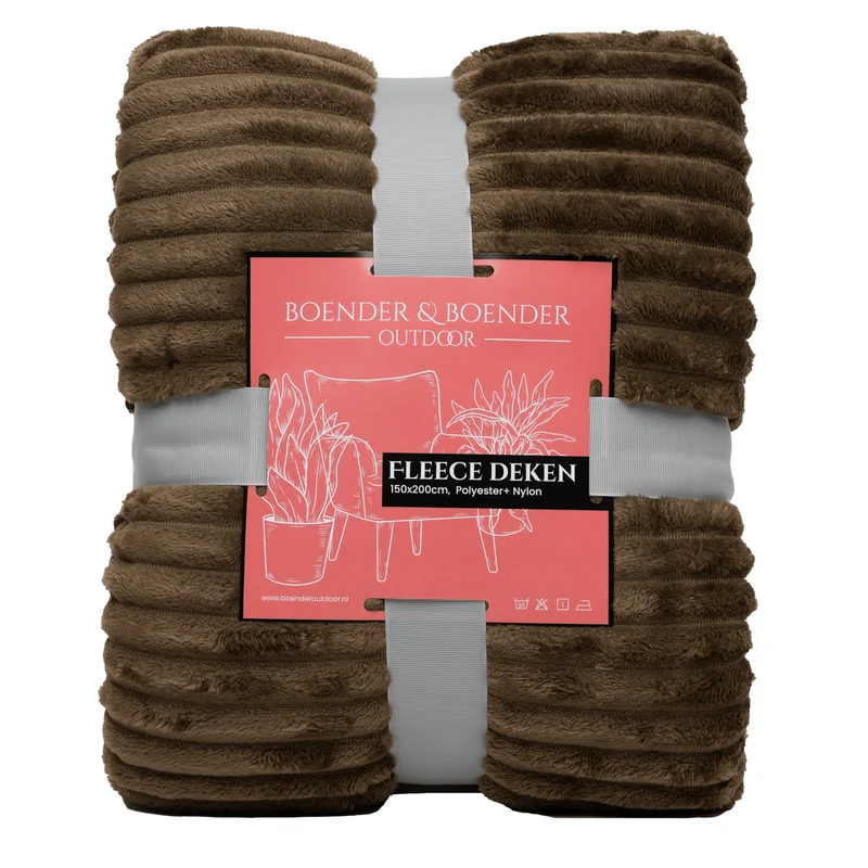 Boender Outdoor Fleece deken – fleece plaid – Bruin - 150x200cm