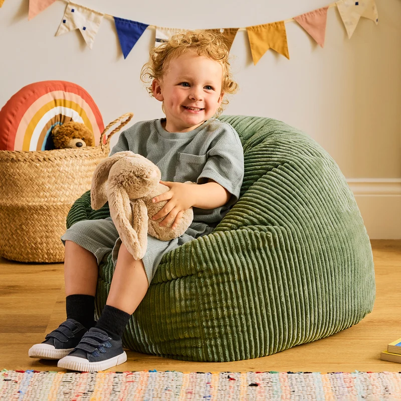Kids Kingston Cord Classic Bean Bag - Sage Green