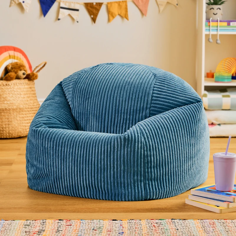 Kids Kingston Cord Classic Bean Bag - Denim Blue