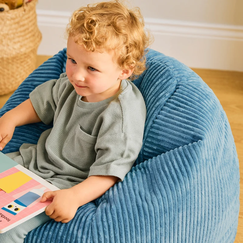 Kids Kingston Cord Classic Bean Bag - Denim Blue