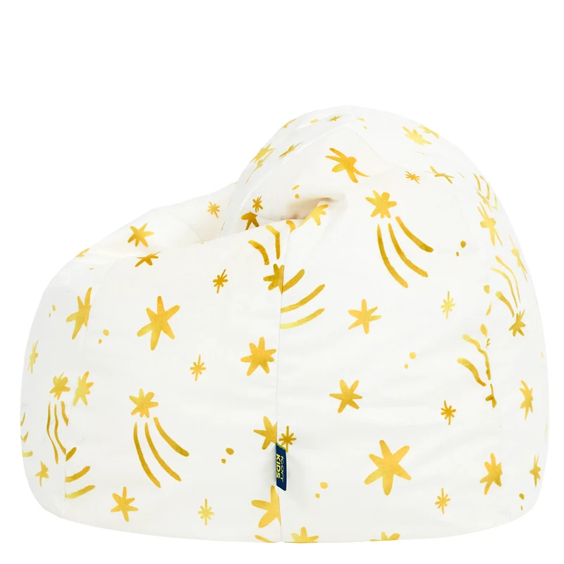Kids Kingston Star Brushed Velvet Classic Bean Bag - Cream