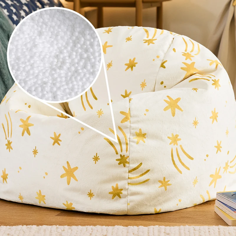 Kids Kingston Star Brushed Velvet Classic Bean Bag - Cream
