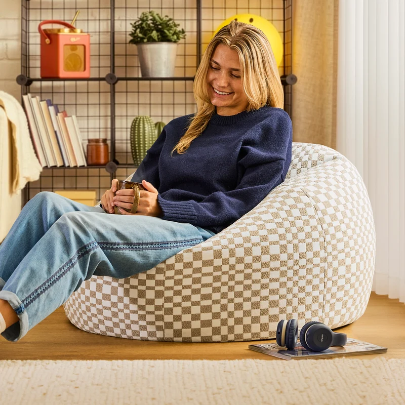 Kingston Checkerboard Classic Sitzsack - Natur