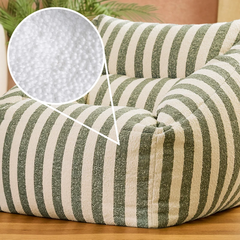 Natalia Bouclé-Sessel im Streifen-Design – Olivgrün