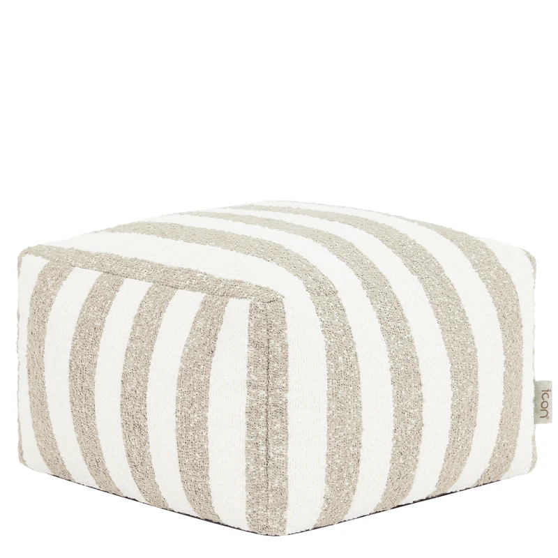 Amara Stripe Bouclé Square Footstool - Natural