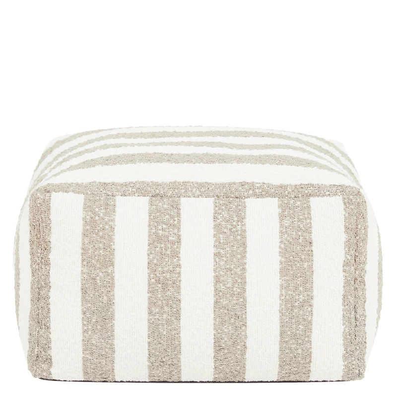 Amara Stripe Bouclé Square Footstool - Natural
