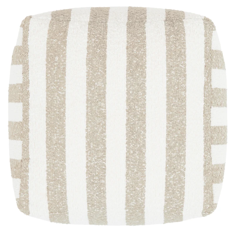 Amara Stripe Bouclé Square Footstool - Natural