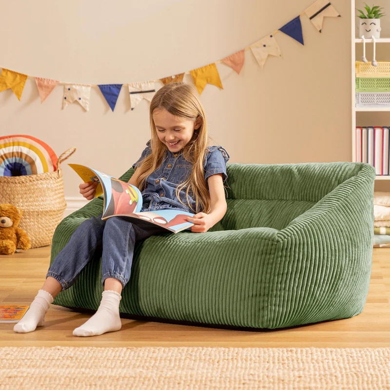 Cecilia Cord Kindersitzsack-Sofa – Salbeigrün