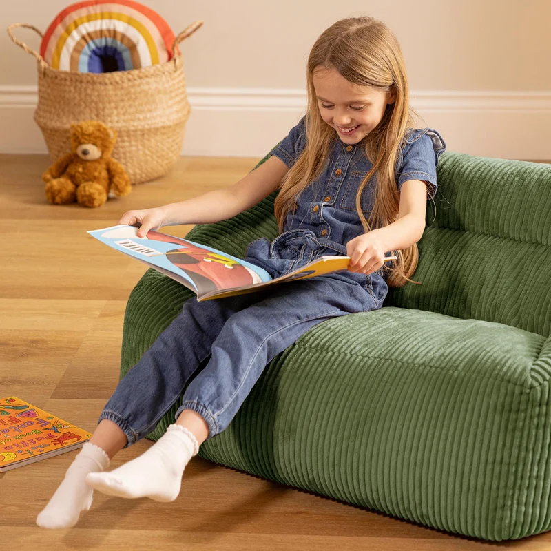 Cecilia Cord Kindersitzsack-Sofa – Salbeigrün