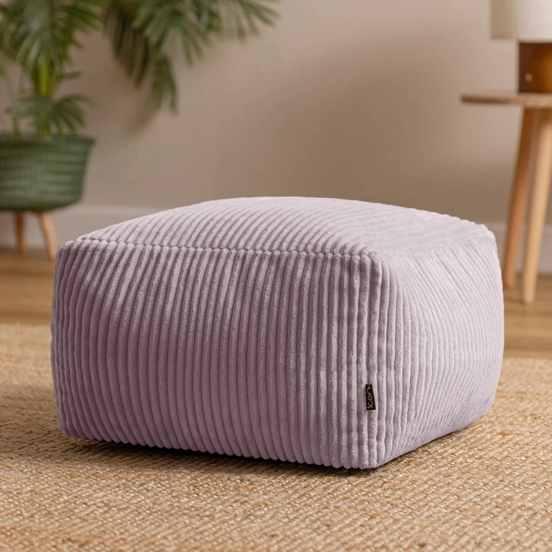 Amara Cord Quadratischer Fußhocker – Lavendel