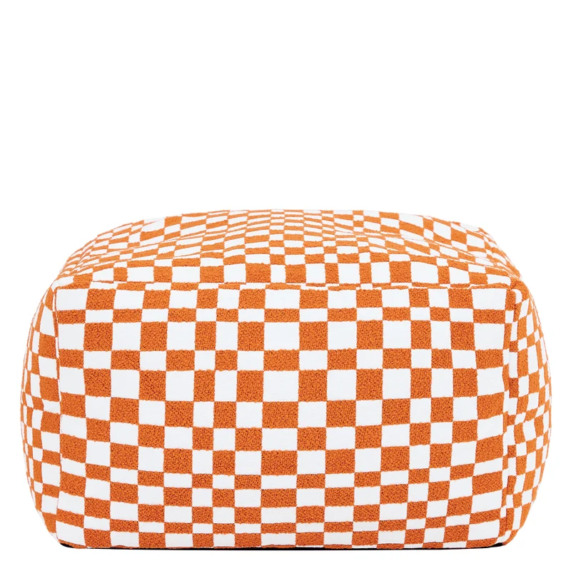 Amara Schachbrett-Fußhocker – Orange