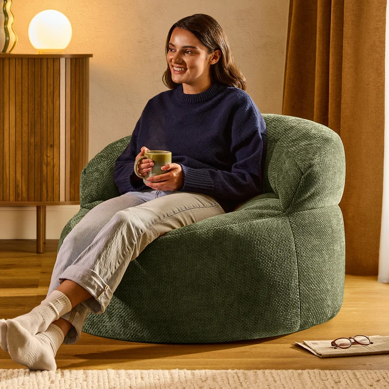 Orb Chenille Akzentstuhl Sitzsack - Olivgrün