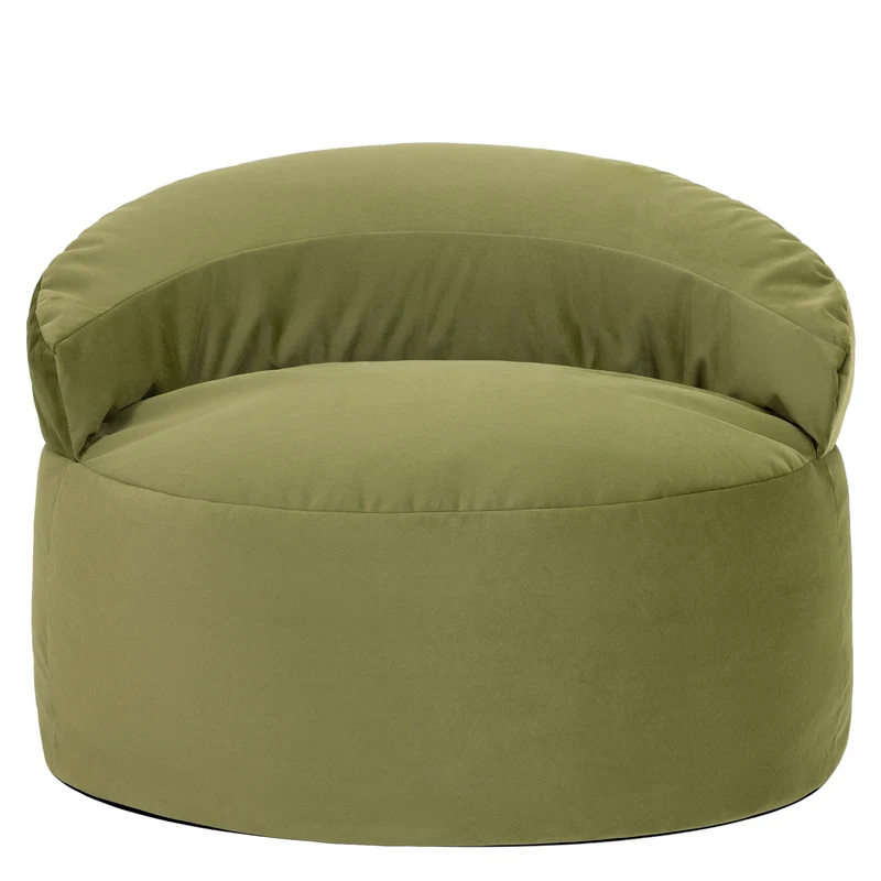 Orb Samt Akzentstuhl Bean Bag – Olivgrün