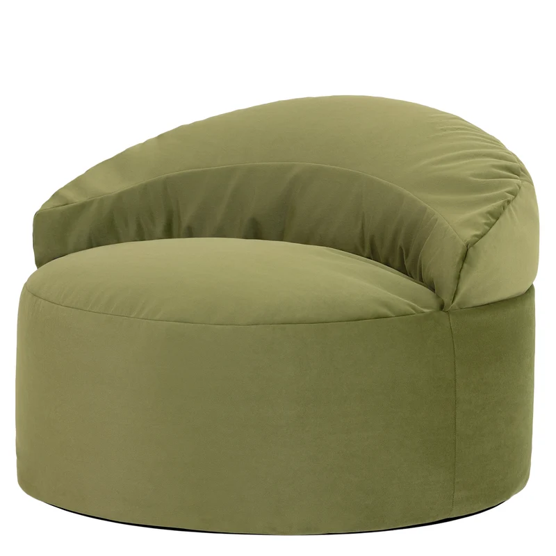 Orb Samt Akzentstuhl Bean Bag – Olivgrün