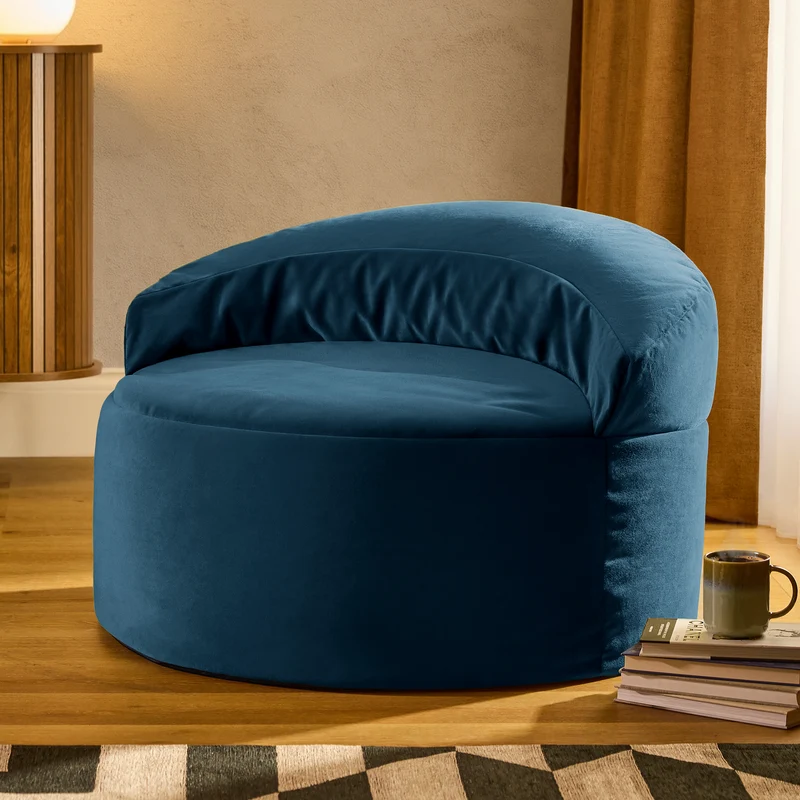 Orb Samt-Akzentstuhl-Sitzsack - Tintenblau