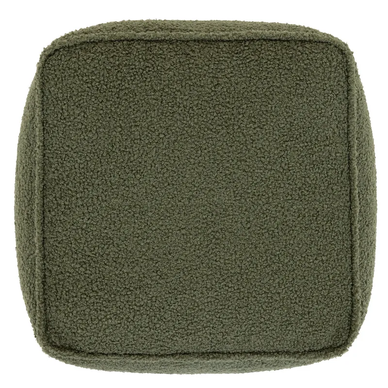 Amara Bouclé Quadratischer Fußhocker – Olive