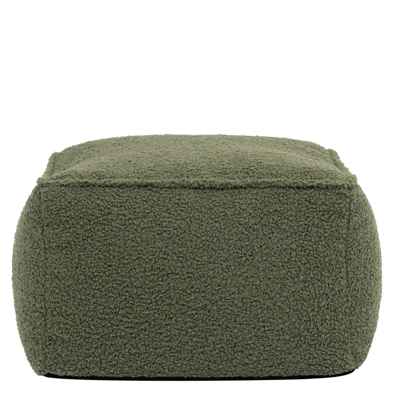 Amara Bouclé Quadratischer Fußhocker – Olive