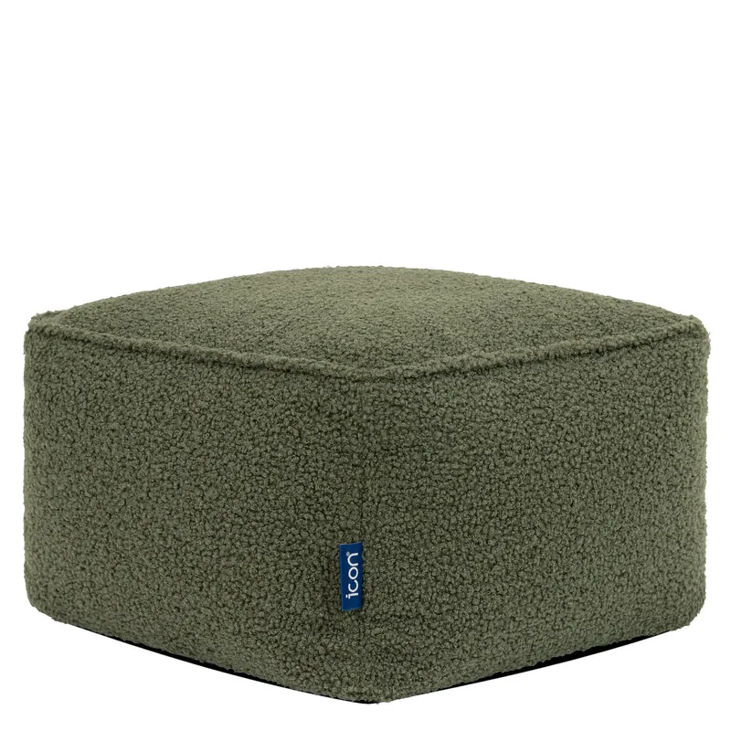 Amara Bouclé Quadratischer Fußhocker – Olive