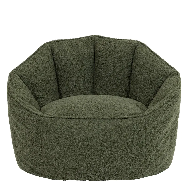 Sirena Bouclé Sitzsack-Akzentstuhl – Olivgrün