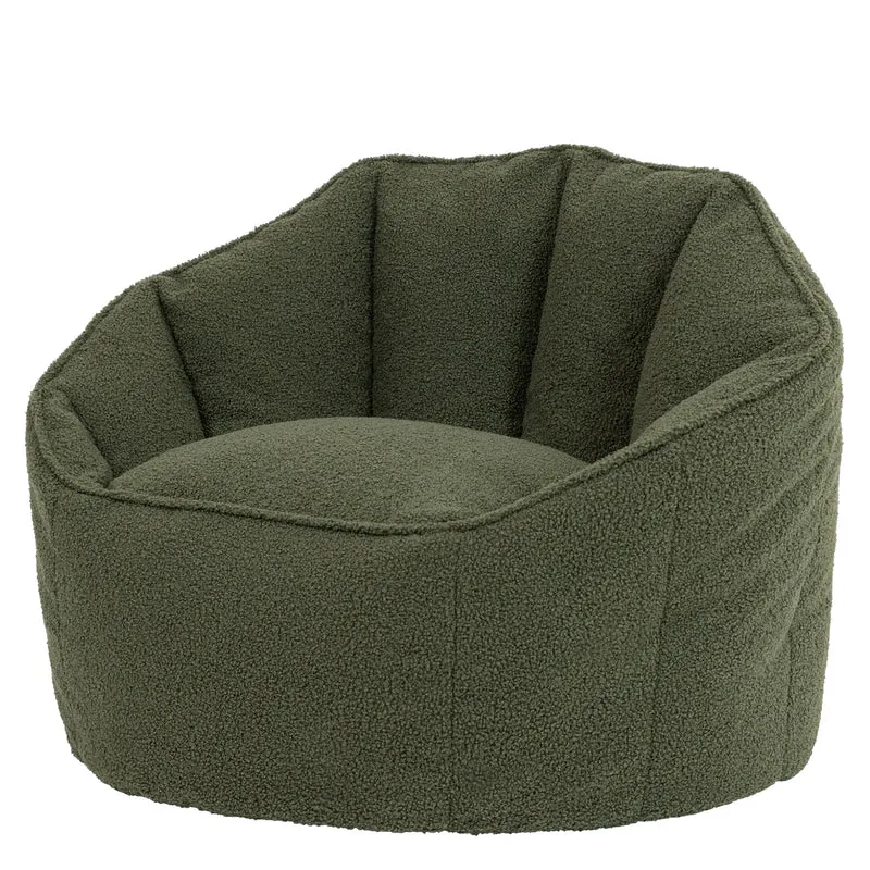 Sirena Bouclé Sitzsack-Akzentstuhl – Olivgrün