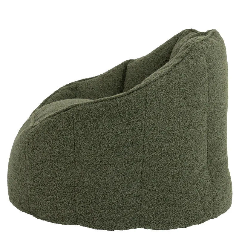 Sirena Bouclé Sitzsack-Akzentstuhl – Olivgrün