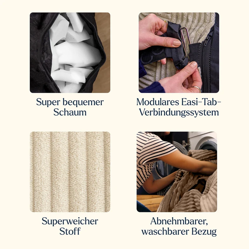 Zen Modularer Sessel, Jumbo Cord, Grau