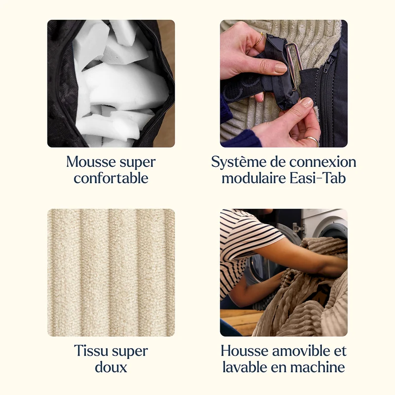 Zen Modulares Eckelement, Jumbo Cord, Natur