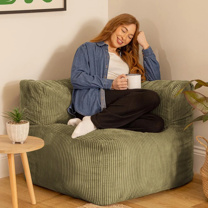 Zen Modulares Eckelement, Jumbo Cord, Salbeigrün
